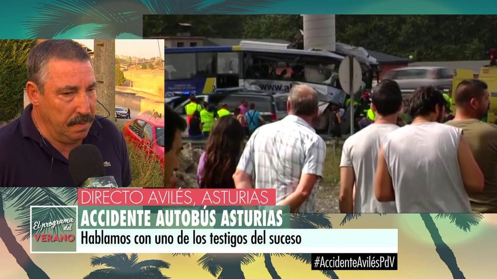 Testigo del accidente de autobús en Avilés: "Oí un ruido muy grande como un camión perdiendo la carga"