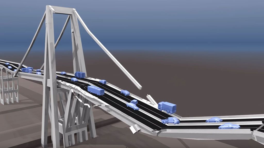 La reconstrucción en 3D del desplome del puente de Génova