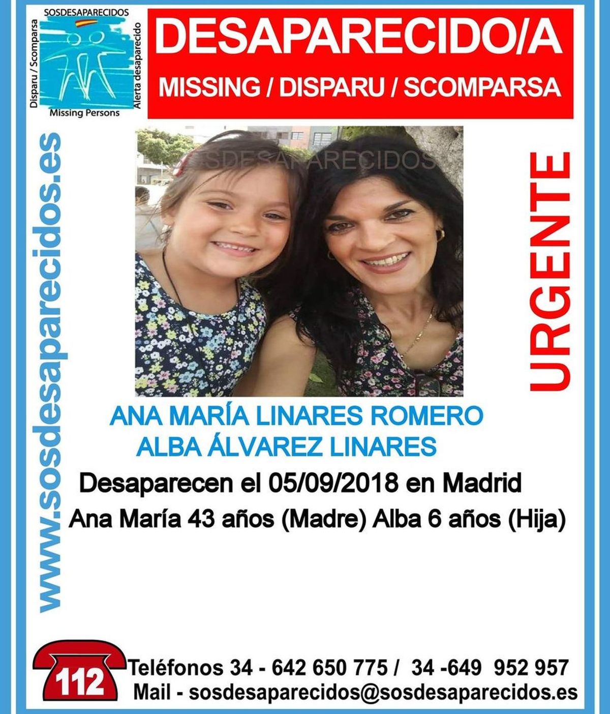 Buscan a una madre y a su hija de 6 años, desaparecidas en Madrid