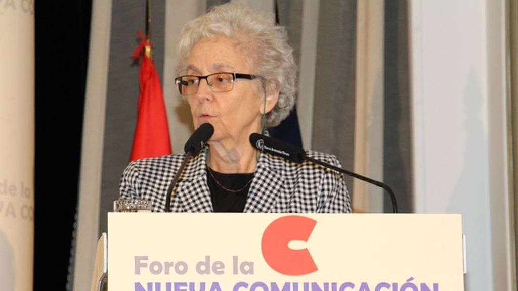 Soledad Gallego-Díaz, durante su intervención en el desayuno informativo de Foro de la Nueva Comunicación, en Madrid el 10 de septiembre de 2018.
