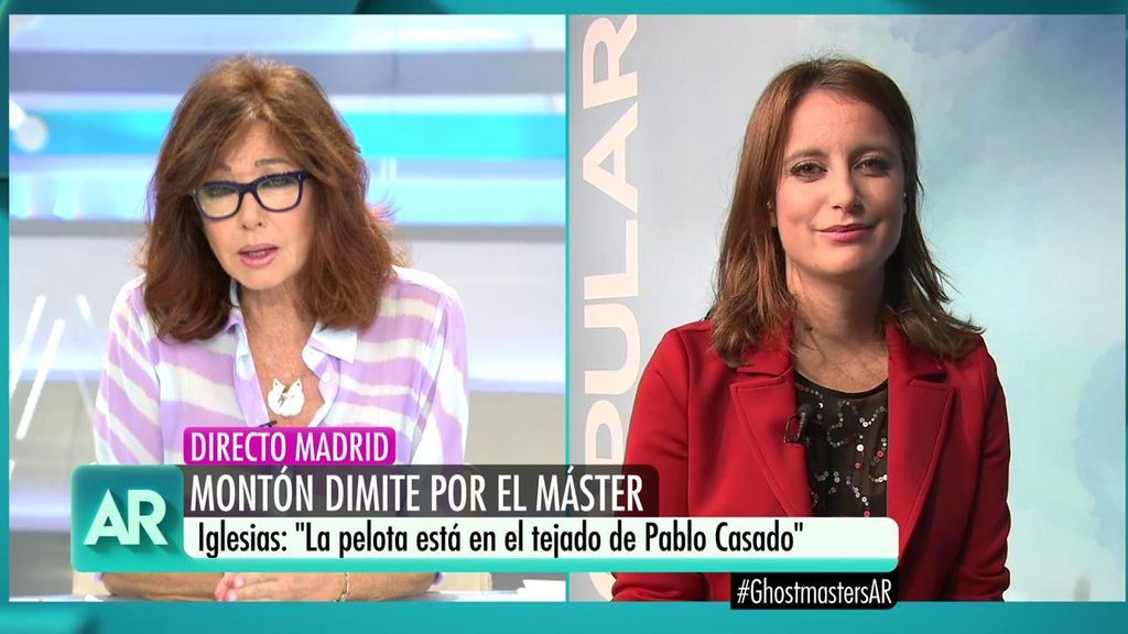 Ana Rosa, a Andrea Levy: "¿Complica la dimisión de la ministra Montón la situación de Pablo Casado?"