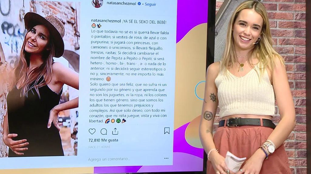 Natalia Sánchez comparte sin prejuicios el sexo de su bebé en Instagram