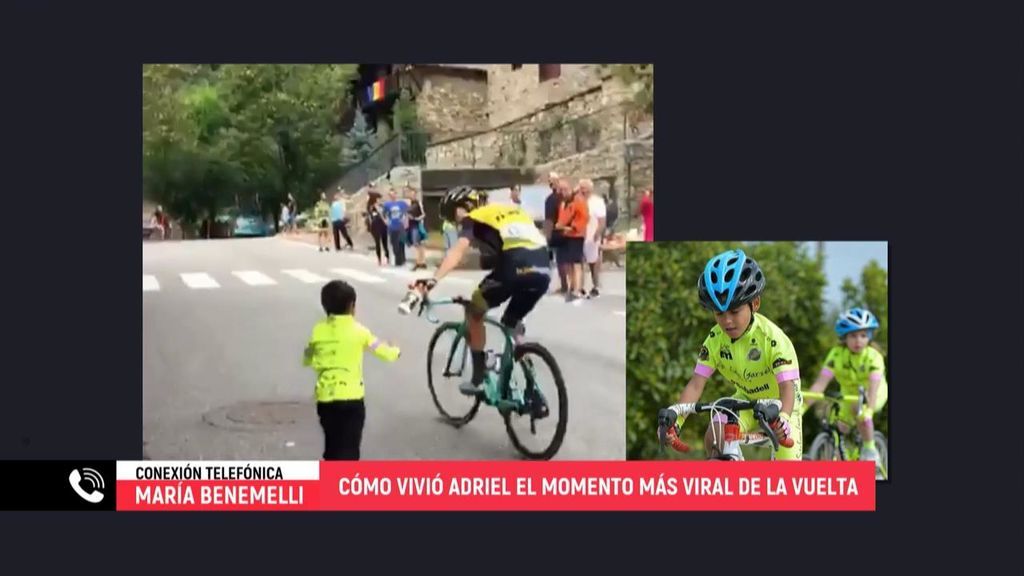 La pasión de Adriel con el ciclismo, el niño que recogió la botella de Bennet: "Empezó a entrenar con cuatro años, que casi no llegaba a los pedales"