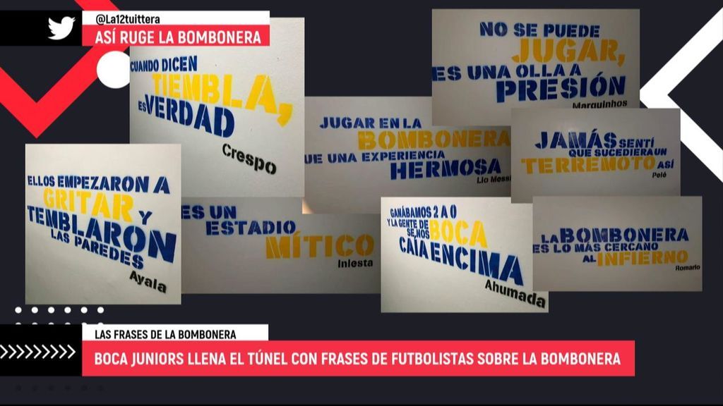 Boca Juniors llena el túnel de vestuarios con frases de futbolistas sobre la Bombonera para presionar a los rivales