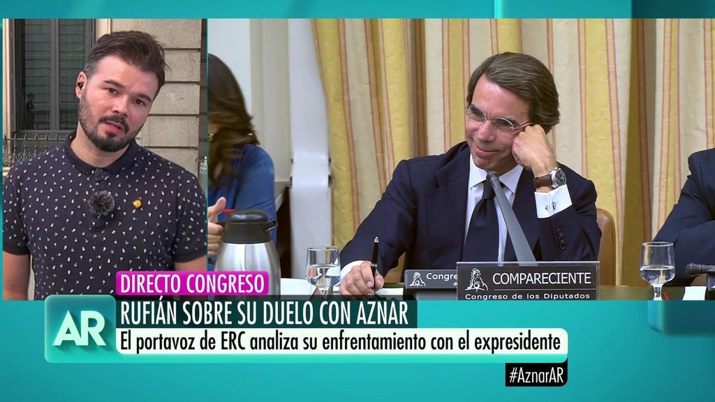 Rufián, sobre su enfrentamiento con Aznar: "No estamos para dar masajes"