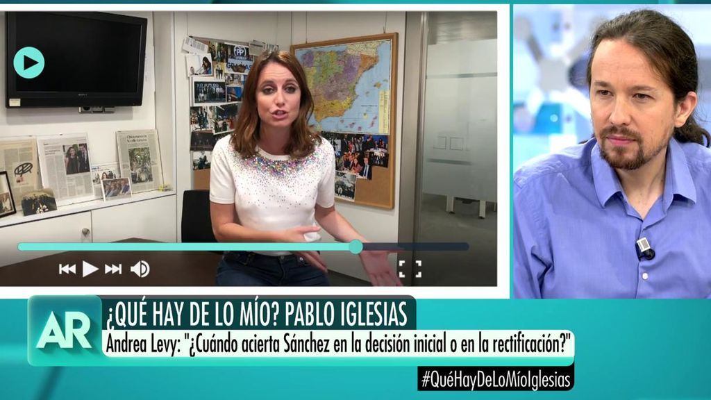 Andrea Levy  pregunta a Pablo Iglesias: "¿Cuándo acierta Sánchez en la decisión inicial o en la rectificación?"