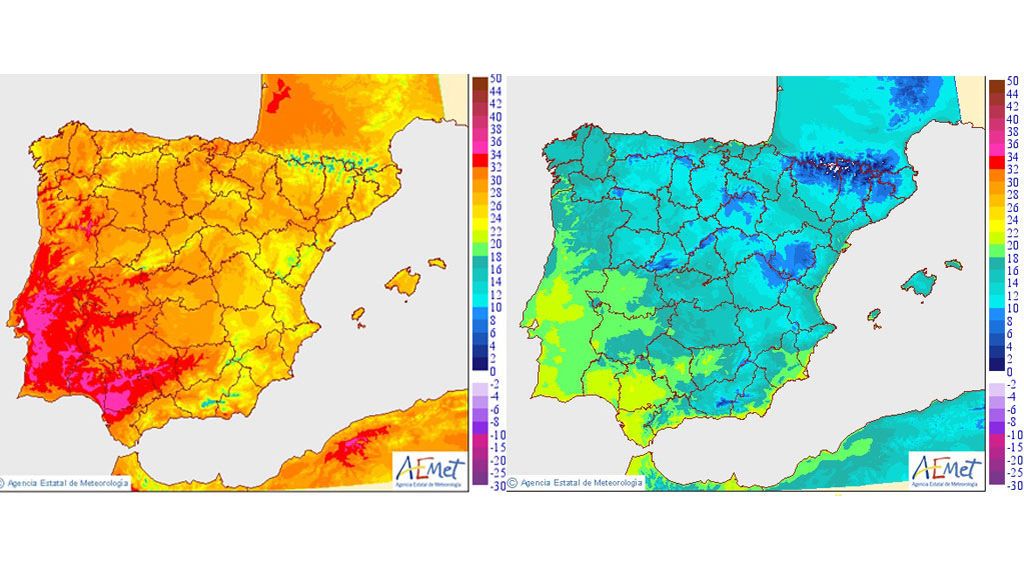 AEMET: máximas y mínimas jueves