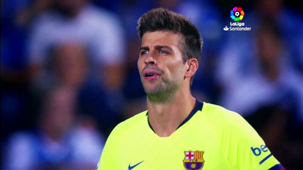 La cara de Piqué y el balonazo al aire tras su fallo en el segundo gol del Leganés La cara de Piqué y el balonazo al aire tras su fallo en el segundo gol del Leganés