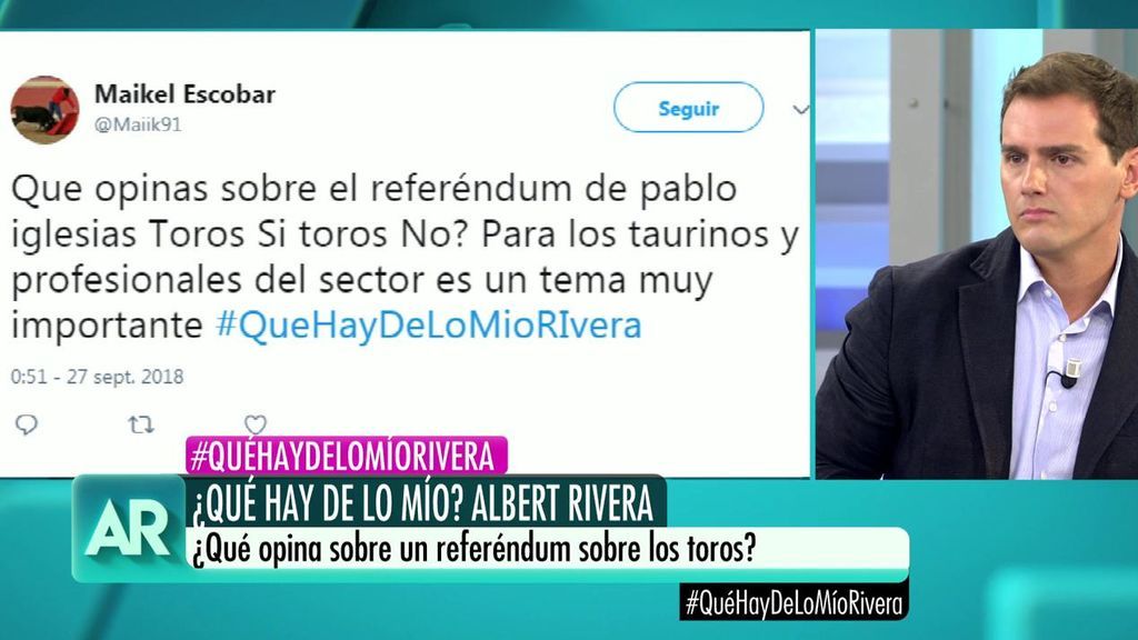 La pregunta a Albert Rivera desde Twitter: "¿Qué opina sobre el referéndum sobre los toros?"