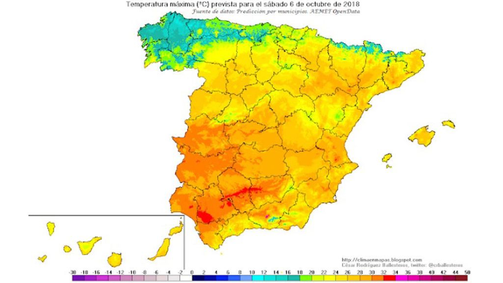 AEMET: máximas sábado