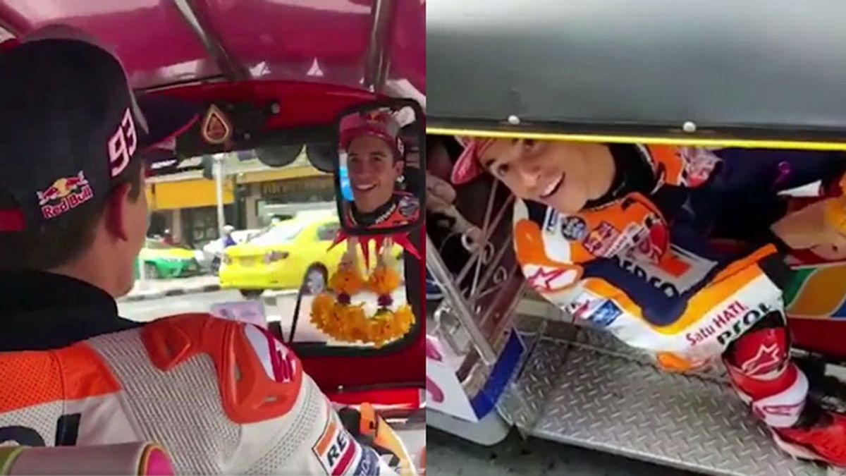 Márquez la lía conduciendo un ‘tuk-tuk’ por las calles del centro Bangkok: “Daleeee” Márquez la lía conduciendo un ‘tuk-tuk’ por las calles del centro Bangkok: “Daleeee”