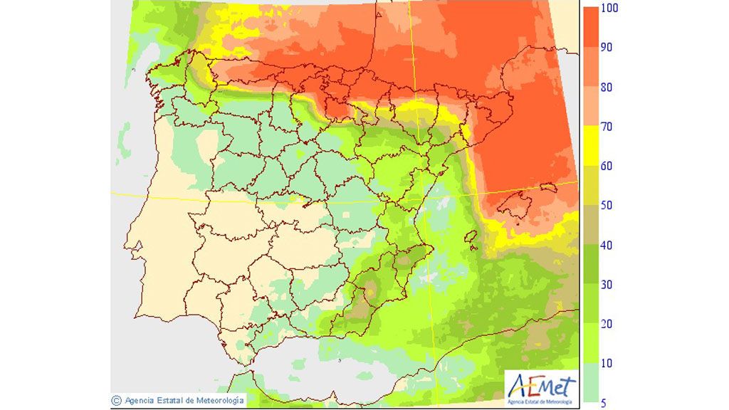 AEMET: mapa probabilidad precipitación