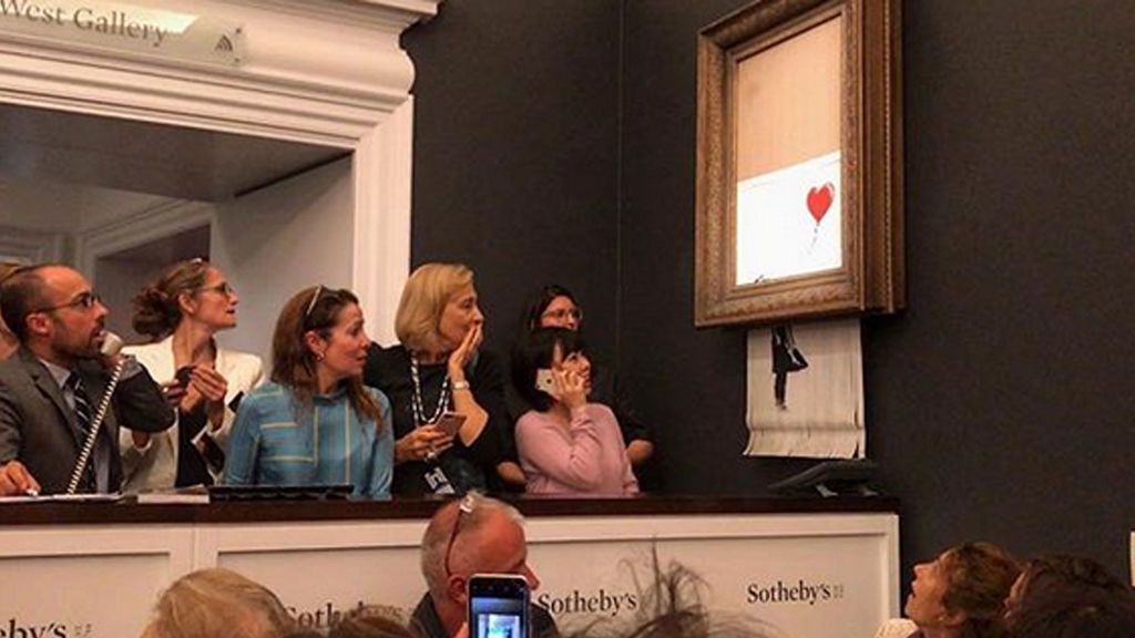 Venden una obra de Banksy por más de un millón de euros y poco después se autodestruye