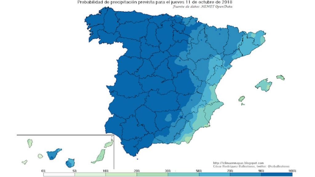 AEMET: probabilidad precipitaciones jueves