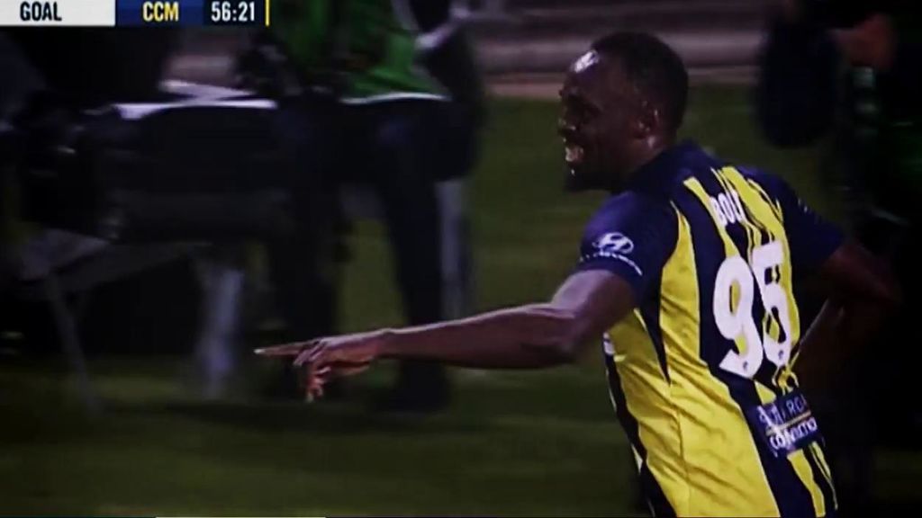 Usain Bolt debuta como titular en el fútbol profesional y lo hace con un doblete