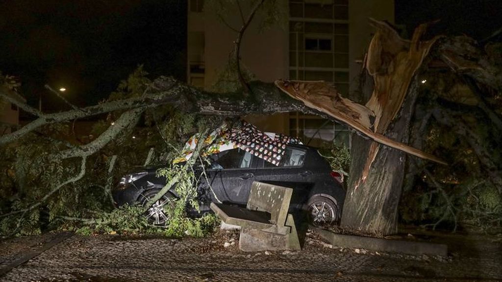 Caída de un coche en Coímbra