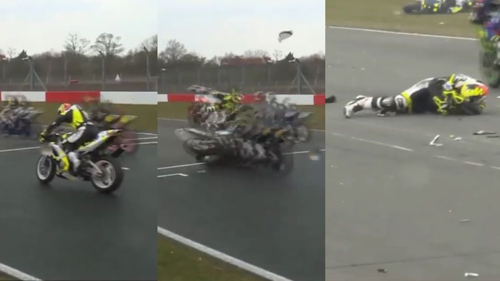 Publican el vídeo de un brutal accidente para concienciar a los pilotos del peligro de no comprobar el arranque de la moto en la salida