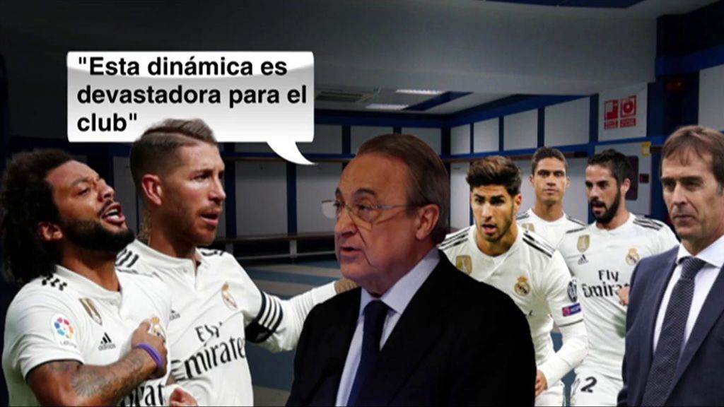 Florentino bajó al vestuario para hablar con los jugadores y reunirse con Lopetegui