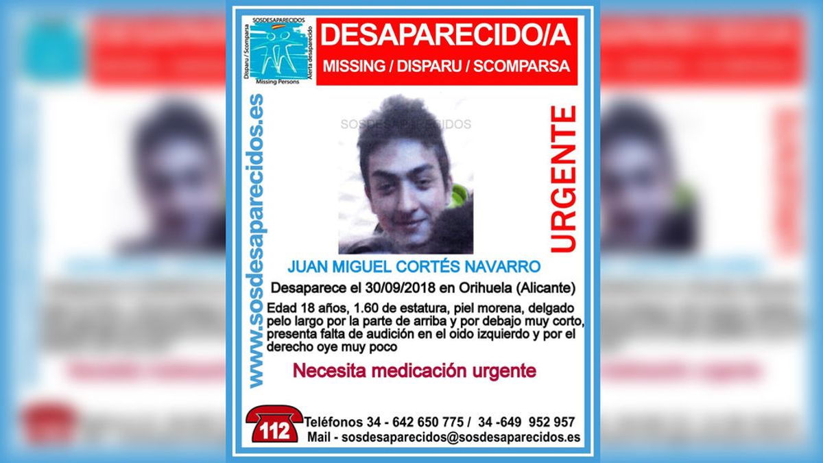 Buscan a Juan Miguel Cortés, desaparecido en Orihuela desde el 30 de septiembre