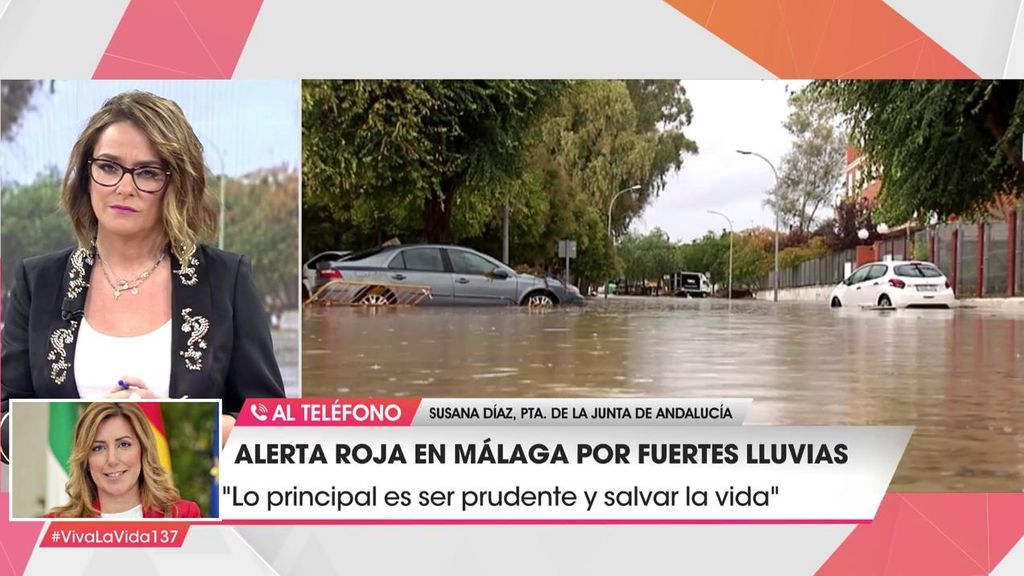 Susana Díaz, de las inundaciones en Málaga: "Hagamos caso de las recomendaciones, ellos se juegan la vida por nosotros"
