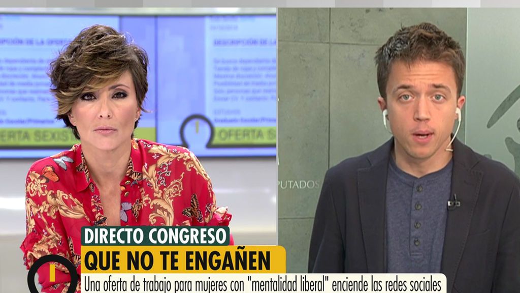 Íñigo Errejón: "Me parece aberrante que haya gente que use la precariedad para aprovecharse de las mujeres"