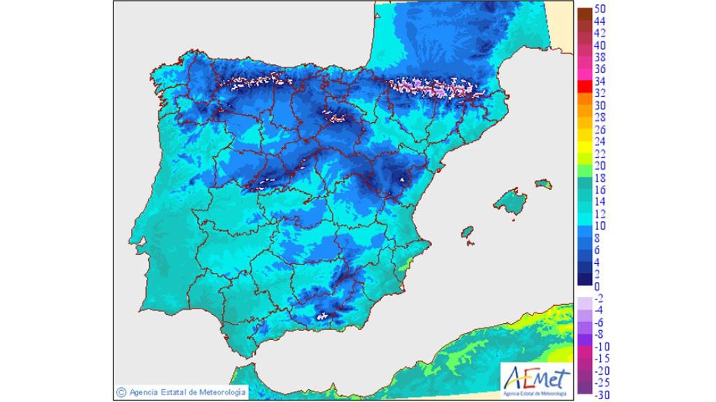 AEMET: máximas domingo