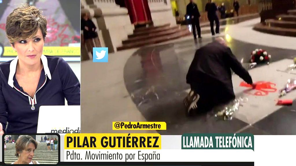 Pilar Gutiérrez llama "nazi" al reportero que grabó la pintada en la tumba de Franco
