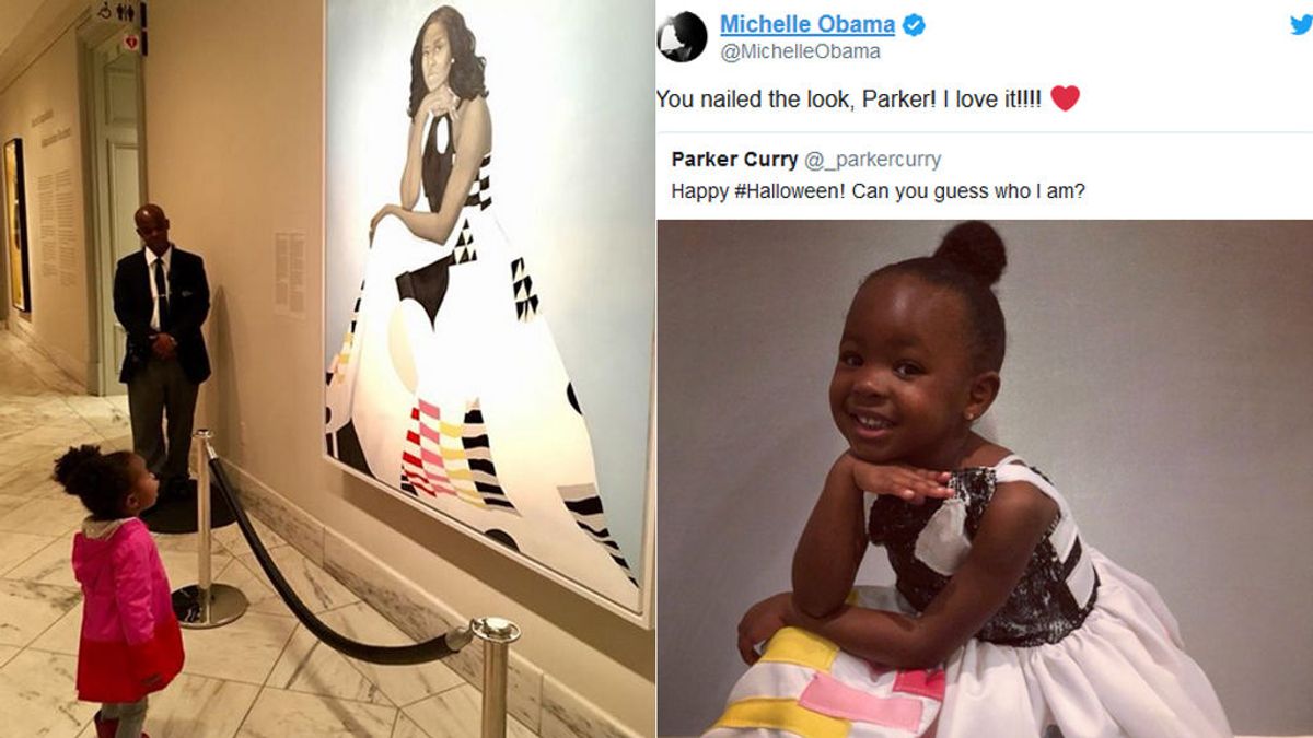 Fan de 2 años de Michelle Obama, se viste como ella en Halloween