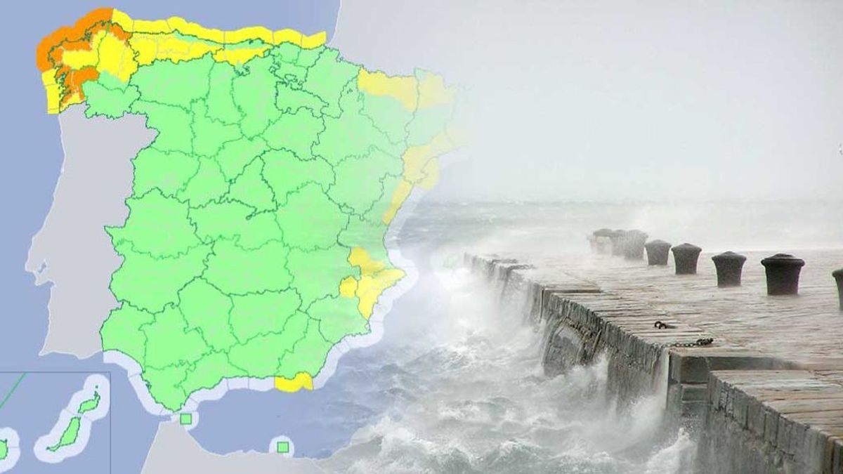 El frente atlántico deja avisos en 17 provincias por lluvia, viento y oleaje