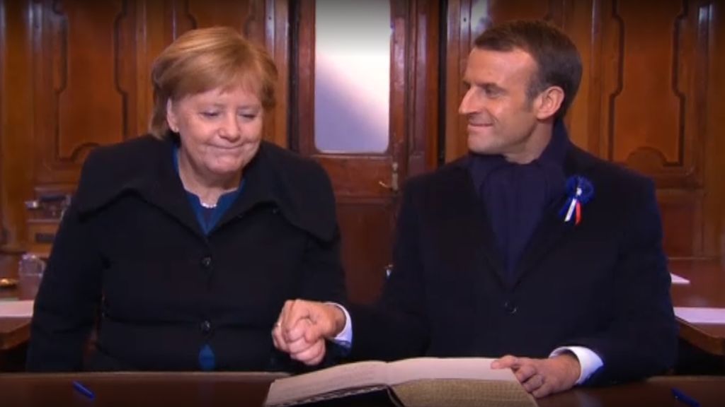 Macron y Merkel protagonizan un acto histórico en Francia