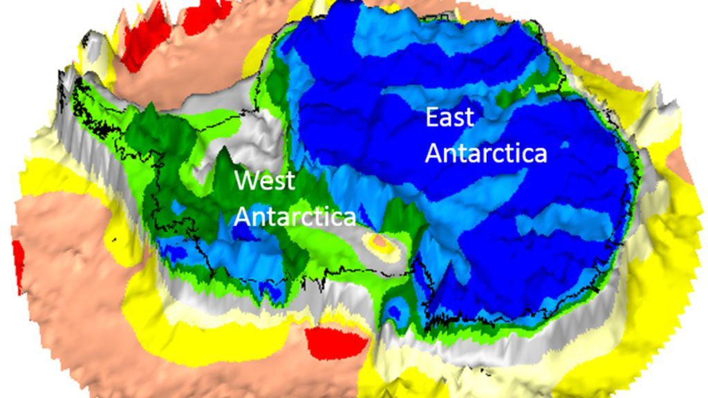 Topografía del fondo rocoso de la Antártida