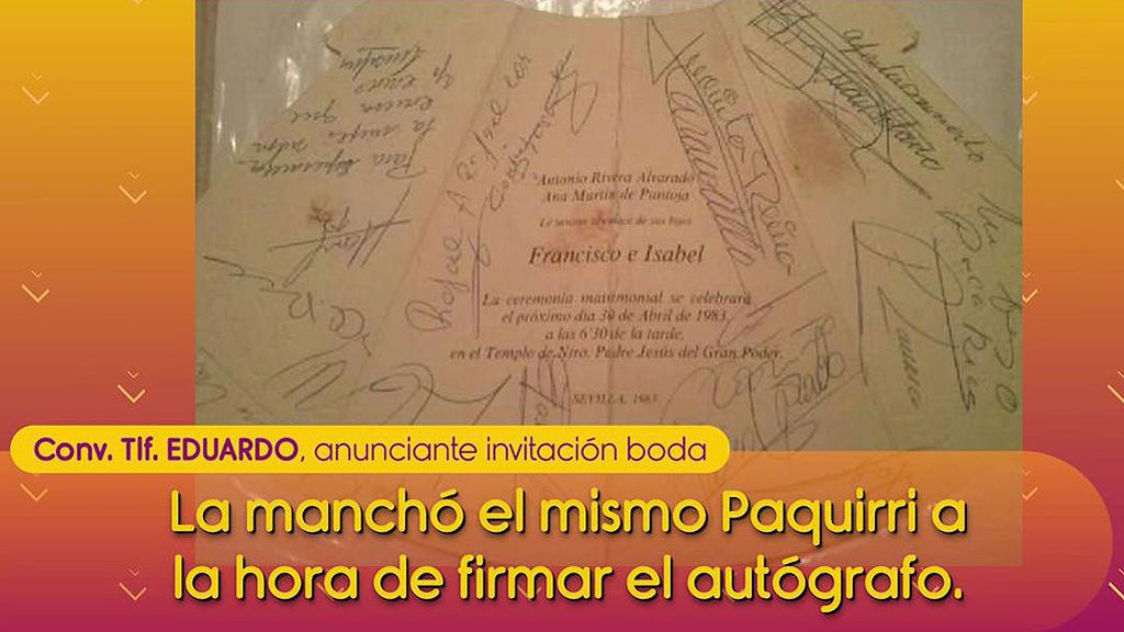 La invitación de boda de Isabel Pantoja y Paquirri, en venta por 1.000 euros en Internet