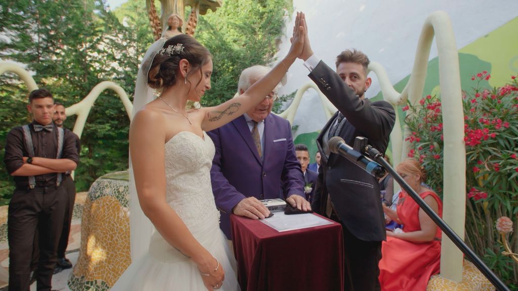 Jessica y Cristian, durante su boda romana en 'Cuatro weddings'.