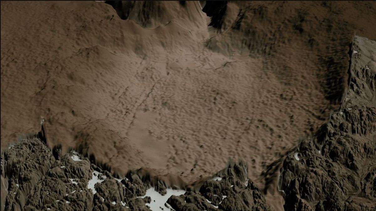 Encuentran un gran cráter bajo el hielo de Groenlandia causado por el impacto de un meteorito