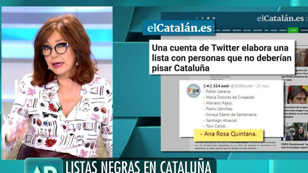 Ana Rosa, en una lista de personas que no deberían pisar Cataluña: "Iré cuando me dé la gana"