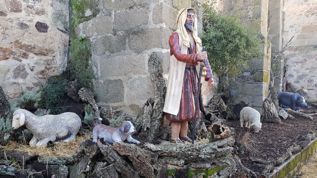 Pastor en el portal de Belén de Villar de Rena (Badajoz)
