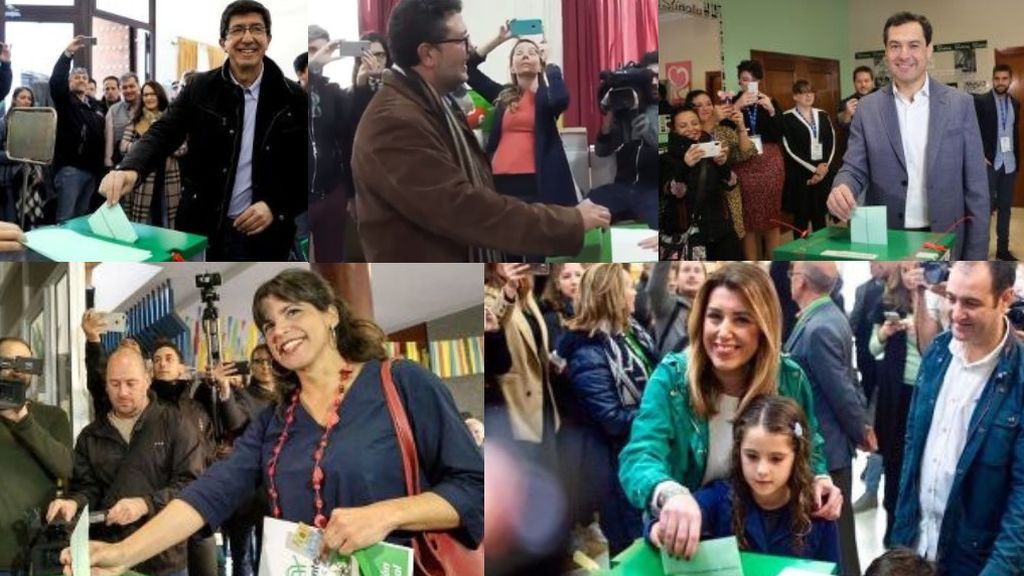 Todos los candidatos votan sin incidentes salvo Susana Díaz, que ha sido increpada por interventores de Vox