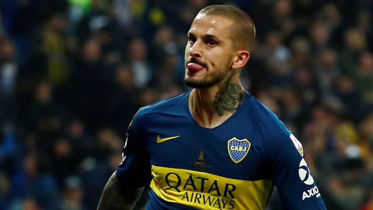 El vacile de Benedetto a Montiel en la celebración del gol de Boca El vacile de Benedetto a Montiel en la celebración del gol de Boca