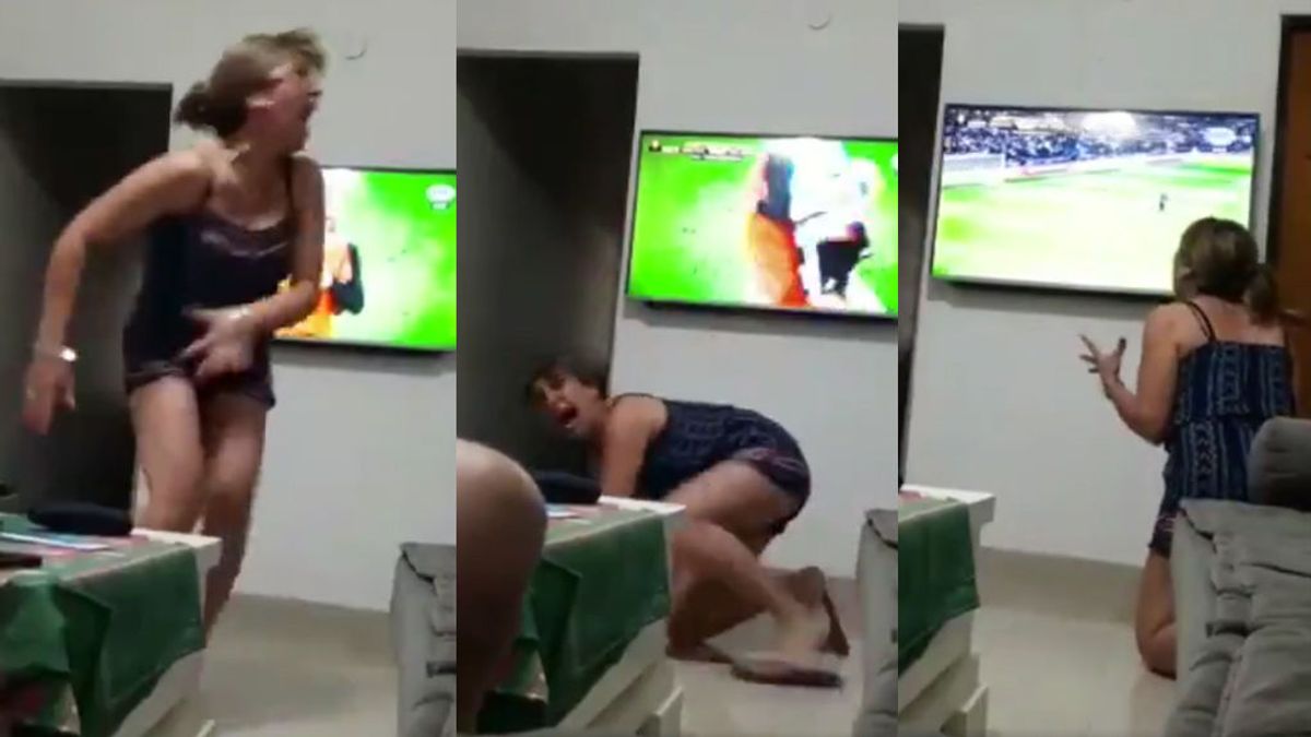 La locura de una hincha de River Plate golpeando el suelo y gritando con el 3-1 se hace viral 😂 La locura de una hincha de River Plate golpeando el suelo y gritando con el 3-1 se hace viral 😂