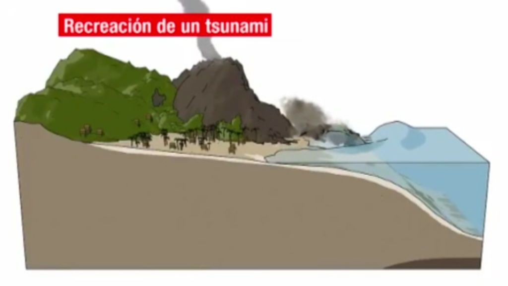 Un tsunami de origen volcánico y difícil de prever