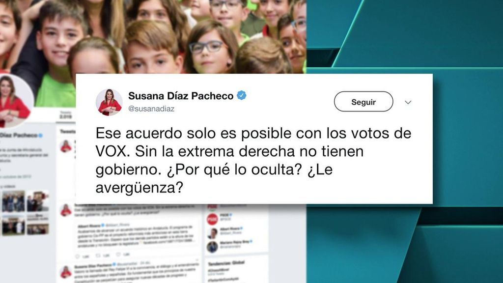 El reproche en las redes de Susana Díaz a Albert Rivera por el pacto con Vox