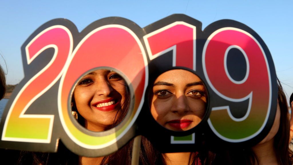 La bienvenida del nuevo año 2019 en todo el mundo
