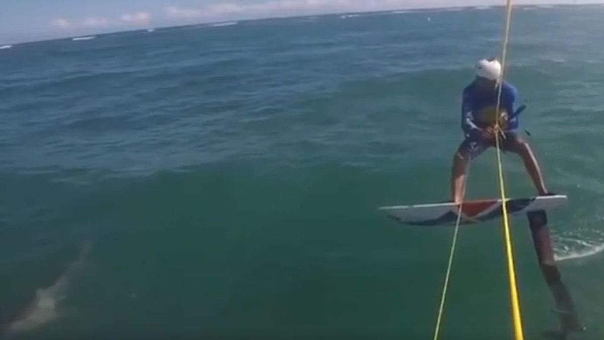 El deportista Alex Soto se tropieza con un tiburón en pleno agua