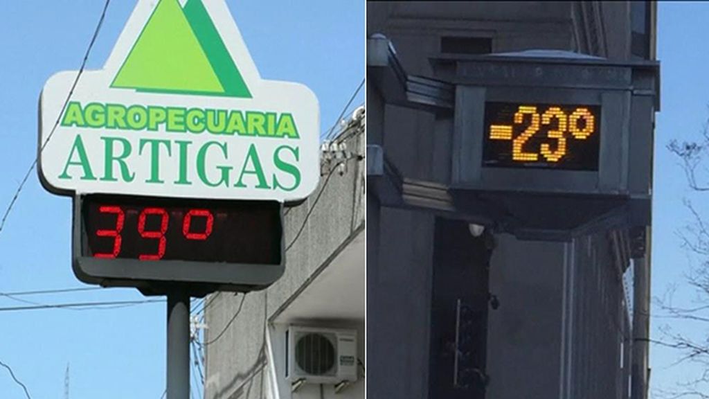 Más de 70º de diferencia entre la ola de calor de Uruguay y el vórtice polar de EEUU