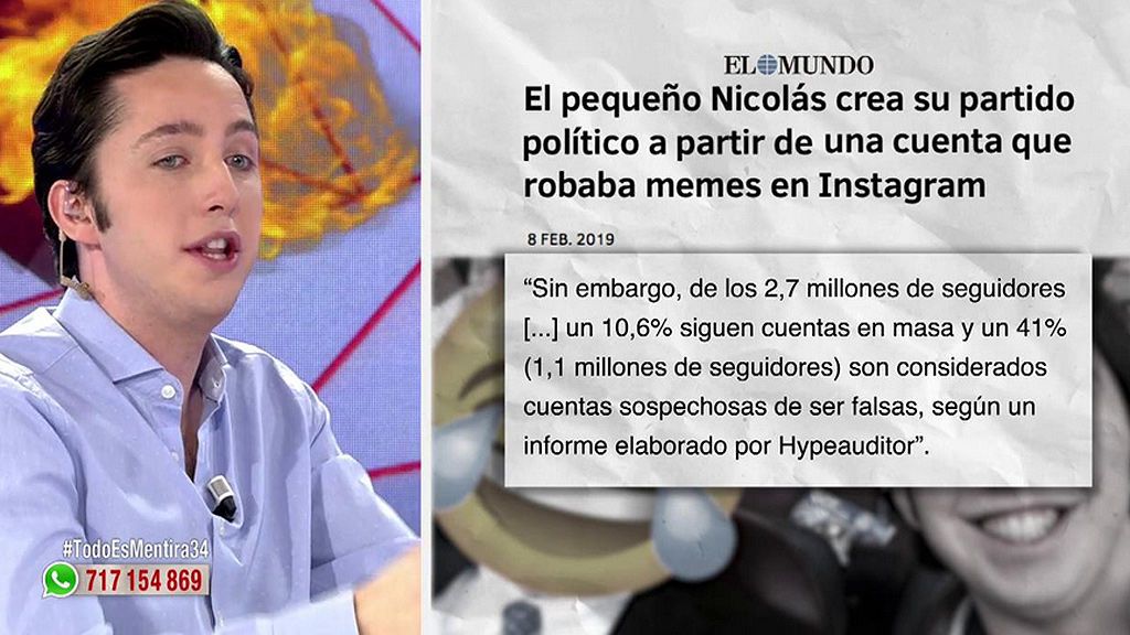 El pequeño Nicolás lo peta en Instagram: “Hemos usado el viejo truco”