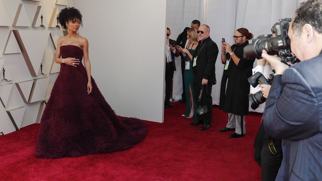 Zuri Hall posa en la alfombra roja de los Premios Oscars 2019