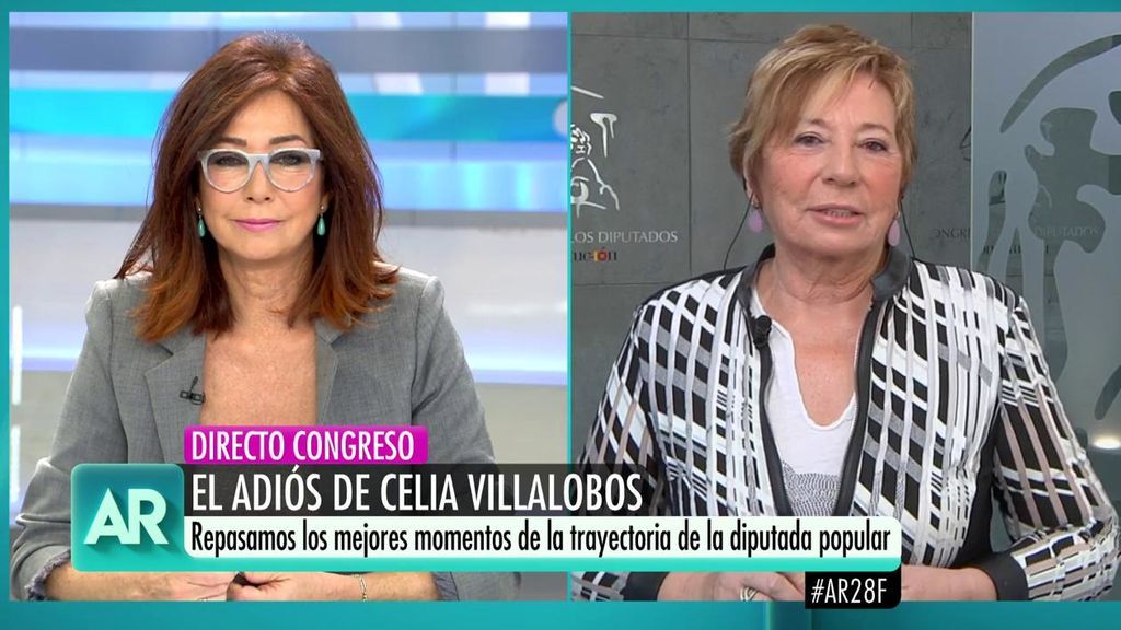 Celia Villalobos agradece a Ana Rosa su defensa frente a las feministas que la increparon