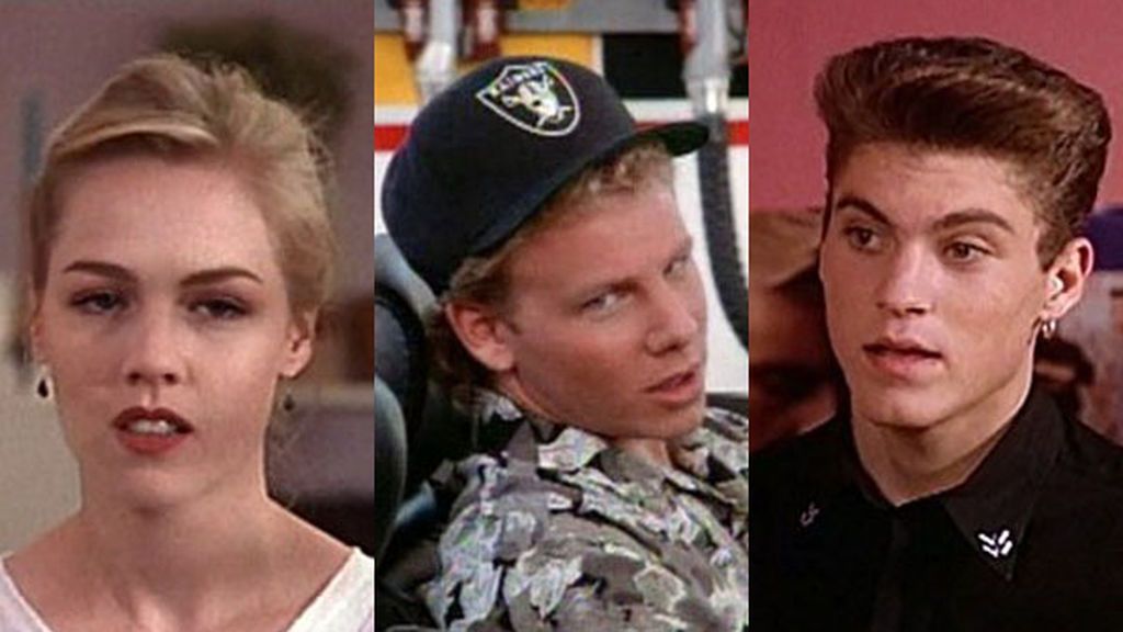 Kelly (Jennie Garth, Steve (Ian Ziering), Brandon (Brian Austin)