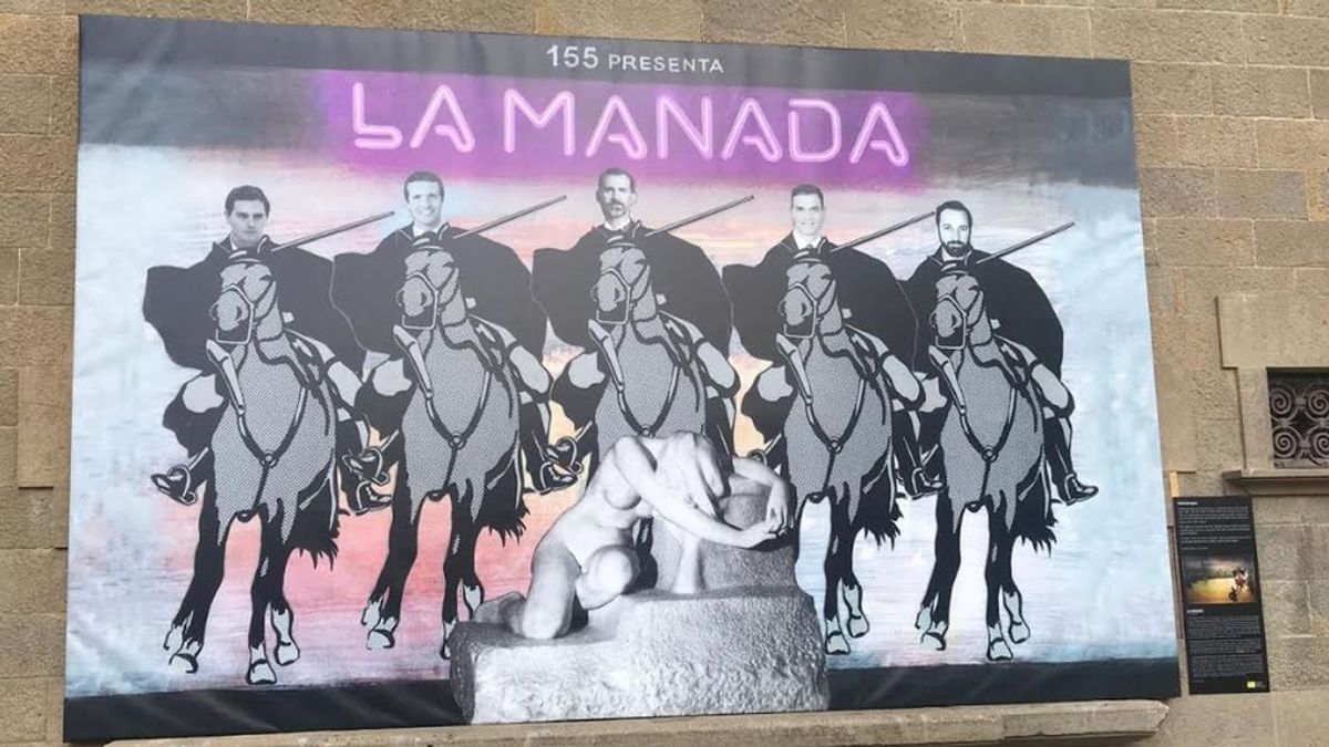 El cartel de la polémica en Olot: comparan a la Manada con los líderes de los partidos políticos