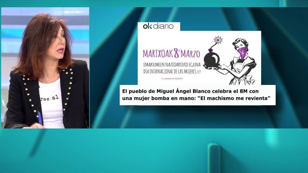 El pueblo de Miguel Ángel Blanco celebra el 8M con la imagen de una mujer sujetando una bomba